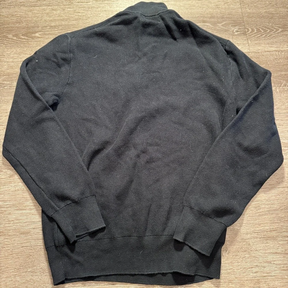 Polo Ralph Lauren‎ Sweater Men M Black Pima Cotton 1/4 Zip Mock Neck Pullover